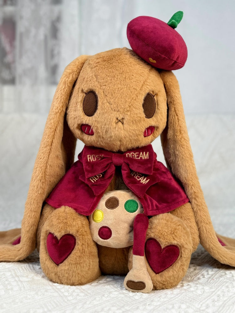 Apple Pie Little Painter Plush Bunny Bag Brown and Red