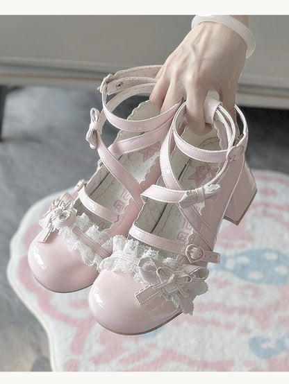 Janes Lolita Lace – Sweet Pink Mary Ruffled PU