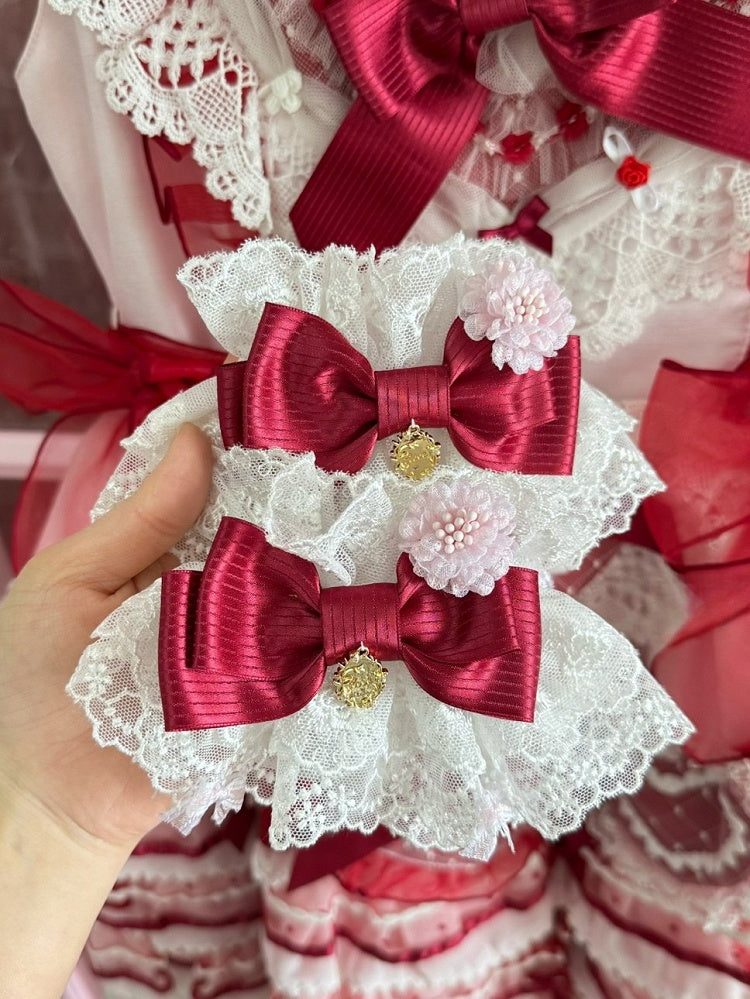 Pink/Purple/Blue/Red/White Bowknot Design Wrist Cuffs Floral