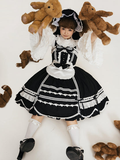 Trim Old Black Jumper Hem School Edge Dress Scalloped Skirt Lolita