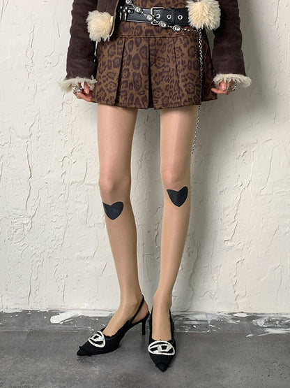 Nude/Black Heart Tights