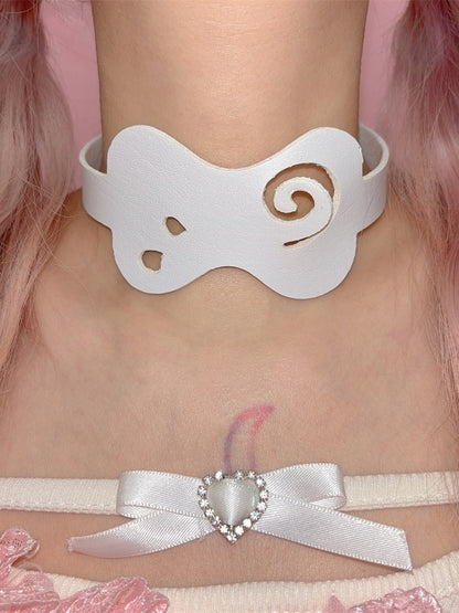 Black/White Y2K Bone-shaped PU Choker