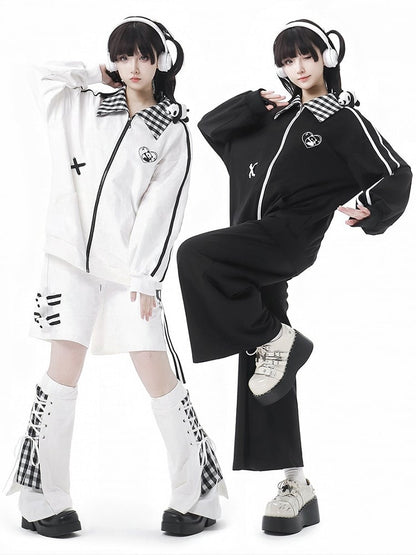 White Elastic Waist Drawstring Shorts