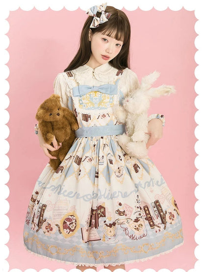 Robe Lolita taille haute à imprimé lapin Alice au pays des merveilles
