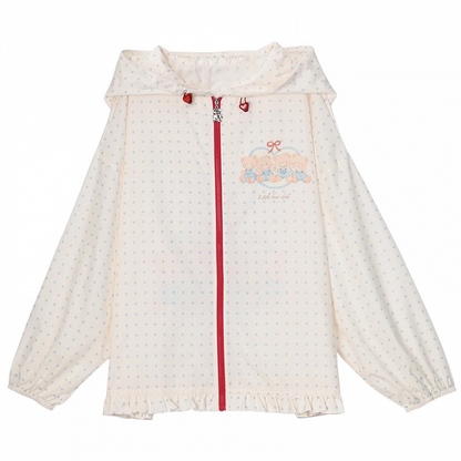 Sonnenschutzjacke Bear Vibes Schneehaube Weiß Polka-Dot Ohren Design Weiß Adorable