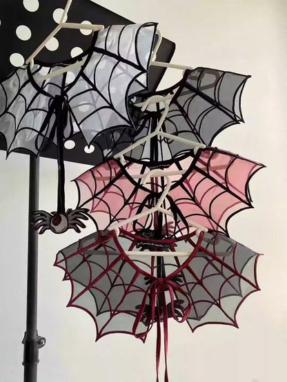 and with Detachable Spider Web Embroidery Organza Brooch Red Butterfly Fake Collar Black Moth