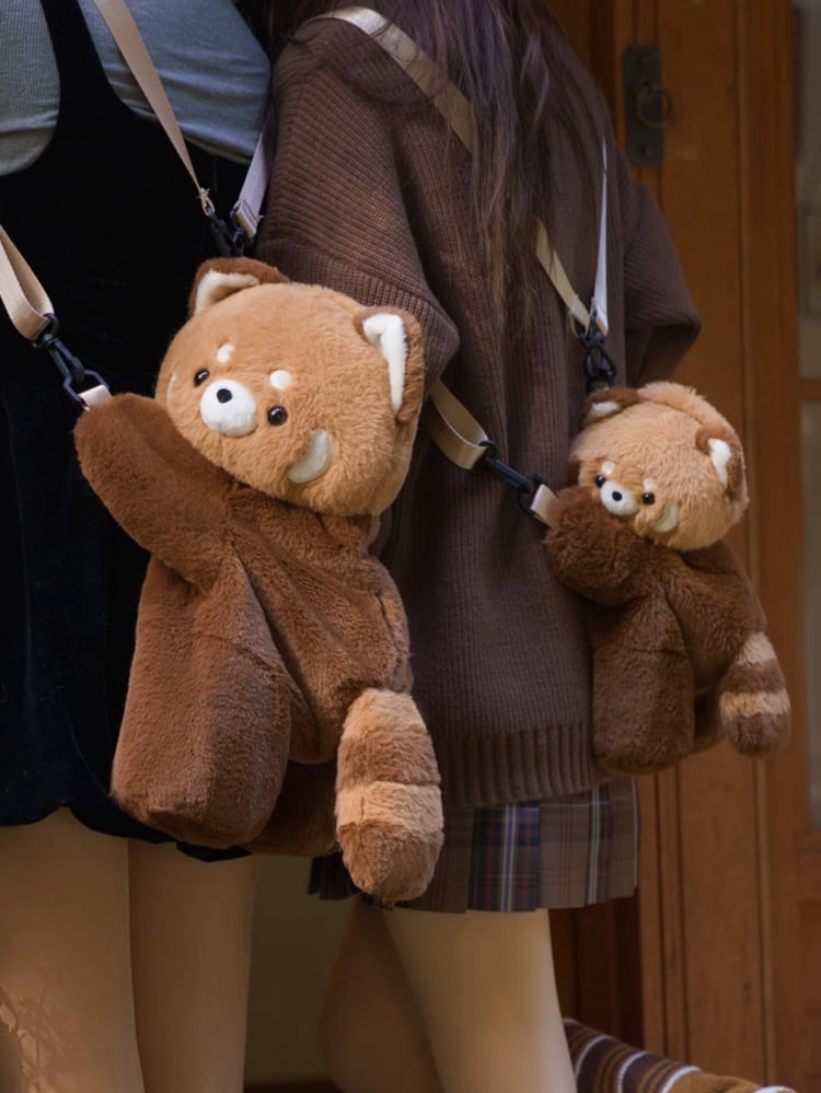 Cute Red Panda Brown Plush Backpack/Crossbody