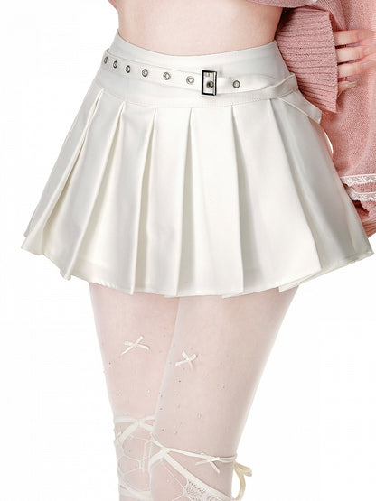 Belt with JK Uniform Pleated Skirt Buckle White