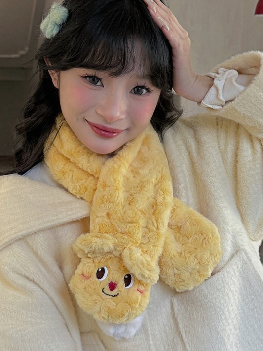 Écharpe en peluche ours jaune mignon