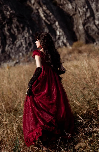 Robe taille empire cathédrale rouge style gothique Lolita JSK