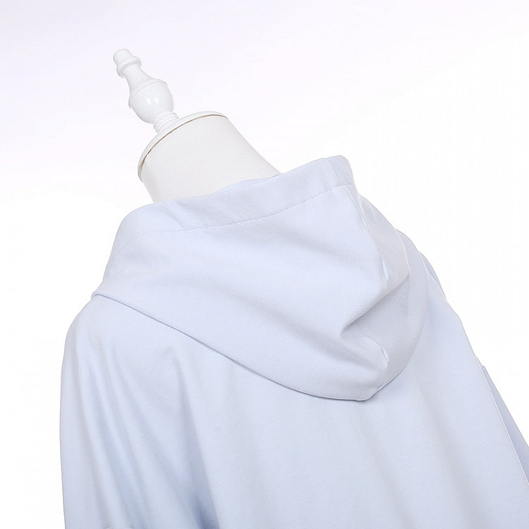 Tenshi Kaiwai Light Blue Characters Lace-up Detail Yami Kawaii Hoodie