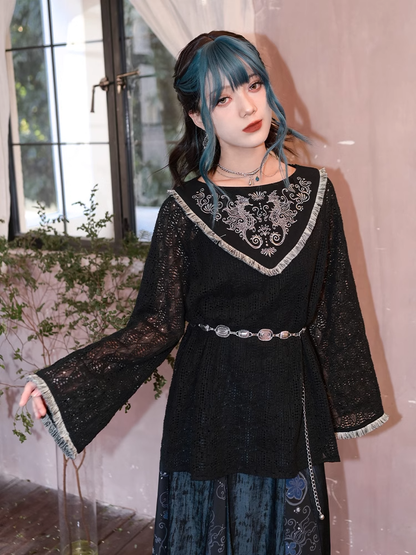 ヴィンテージシルバー 108CM チャイナドレス メンタルウエストチェーンスタイル