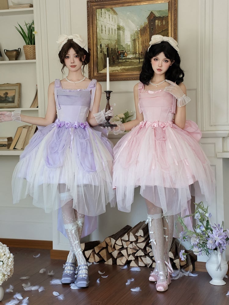 Dress JSK Full Shimmering Set Basque Waist Lolita Boned Pink