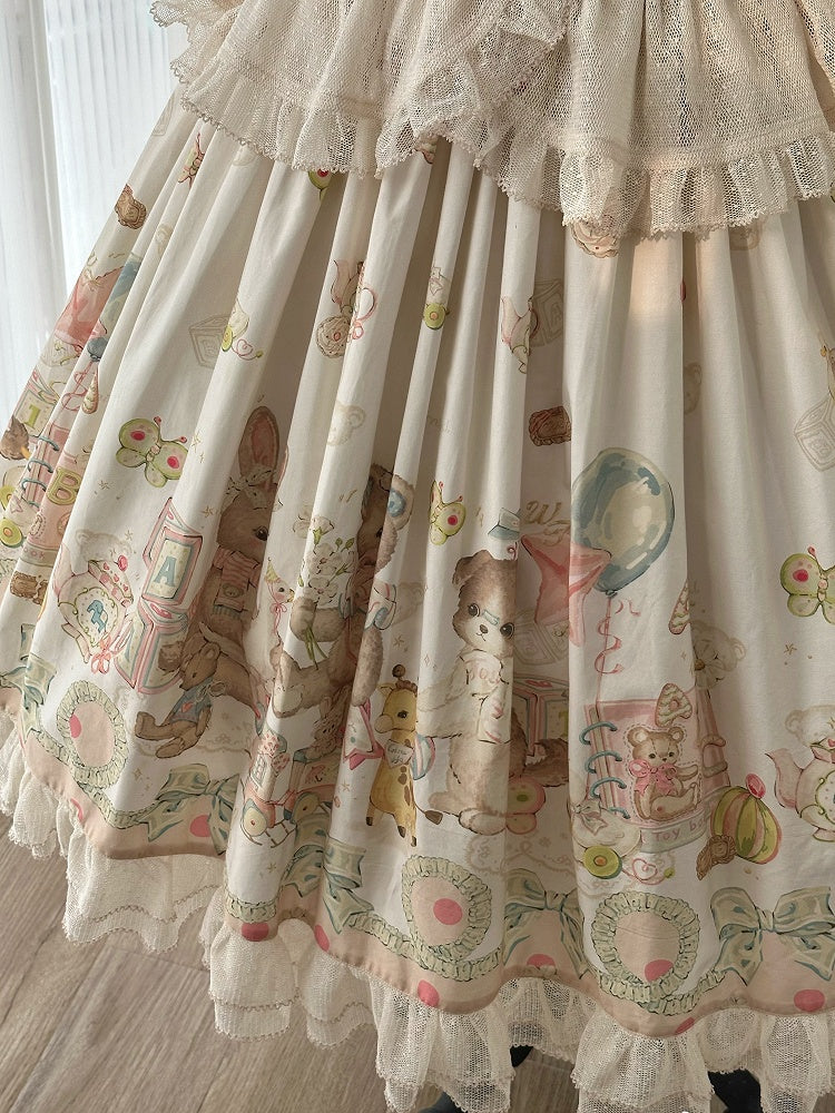 Bodice Toys Dress Embroidery Print Sleeves Teddy Lolita Short Sweet