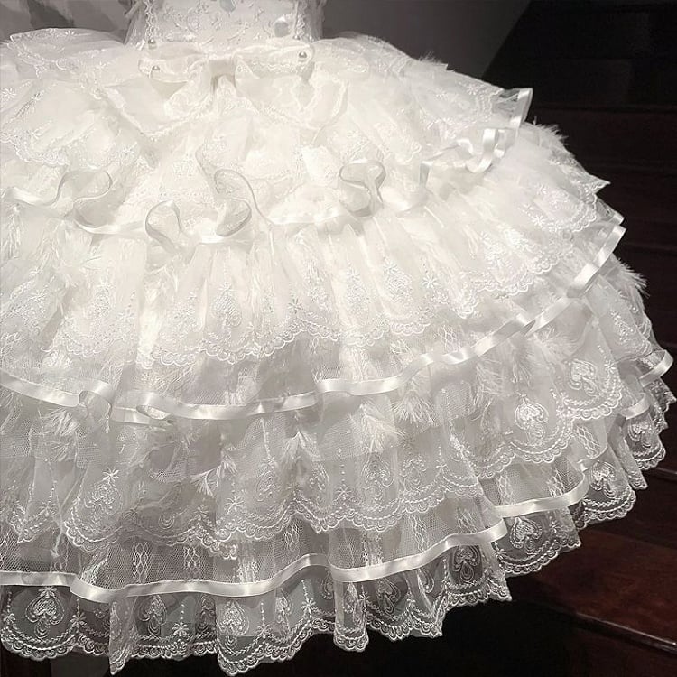 Hanayome Tiered Dress Butterfly Hime White Bodice Fabric Lolita Skirt Angel