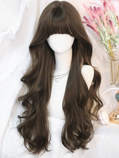 Waist Wig 70CM Air Wavy Bangs With Brown Length