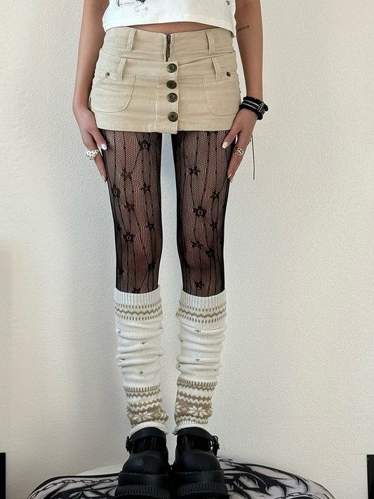 Y2K Black Floral Tights Pattern
