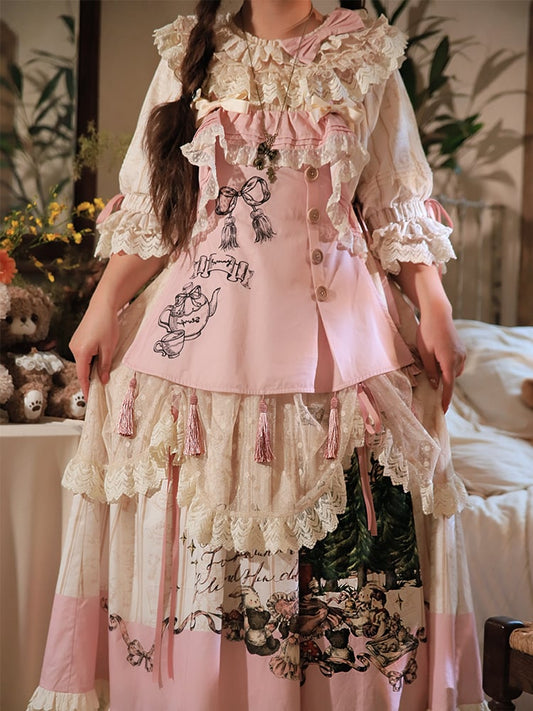 Tassels Lolita Pink Hemline Sweet Apron