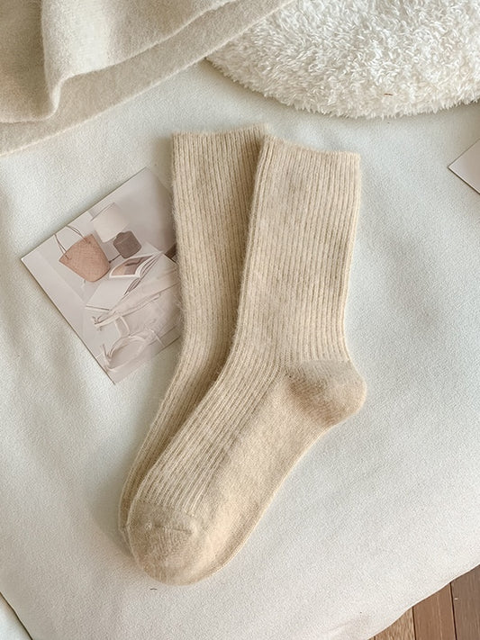 Sweet Apricot White Cute Calf Socks