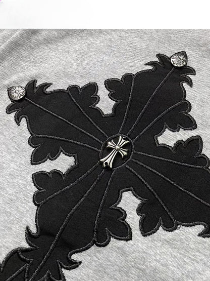 Cross Applique Grey Top
