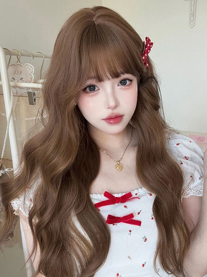 Bust Length Brown Air Under Wavy Bangs 64CM With Wig
