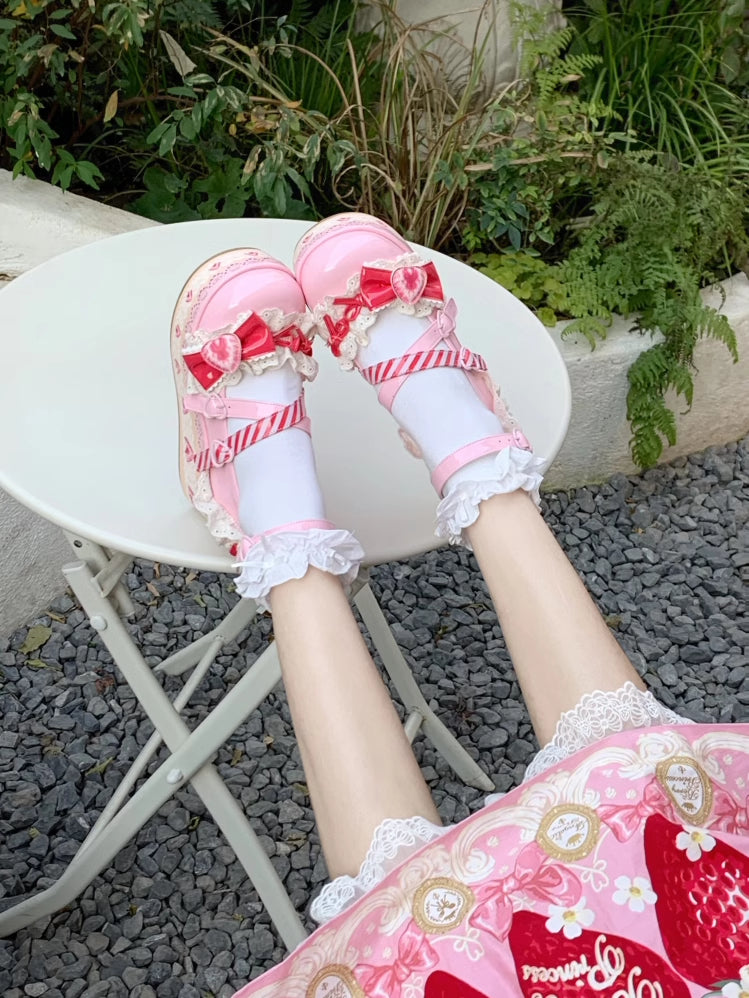 Shoes Mary Raspberry Jane Strawberry Sweet Platform Cake Pink Lolita