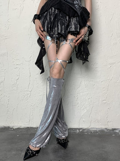 Silver Sleeves Y2K Ruffled Cuff Leg