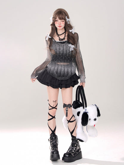 Tiered Mini Skirt Black A-Line Glamorous