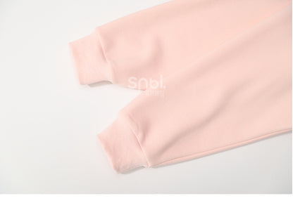 Pink Cute Crocheted Bunnies Details Fleece Lined Hoodie