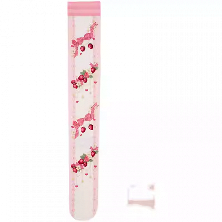 Bas Lolita roses à imprimé fraises et nœuds