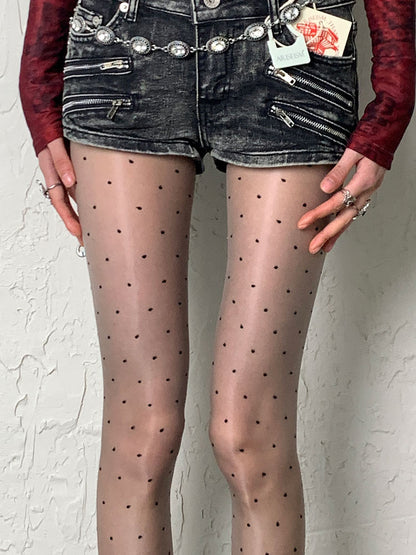 Graue Strumpfhose mit Punktemuster