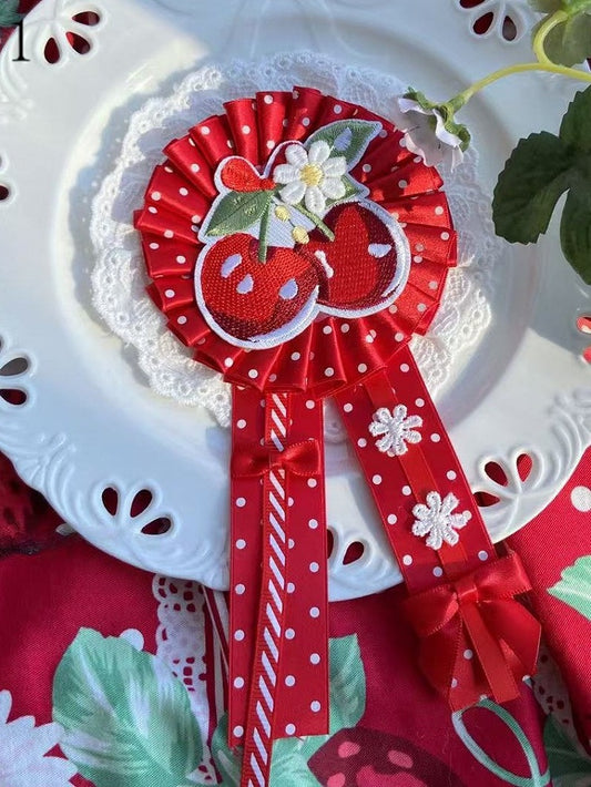 Applique 7 Bowknot Cherry/Strawberry/Cake Options Details