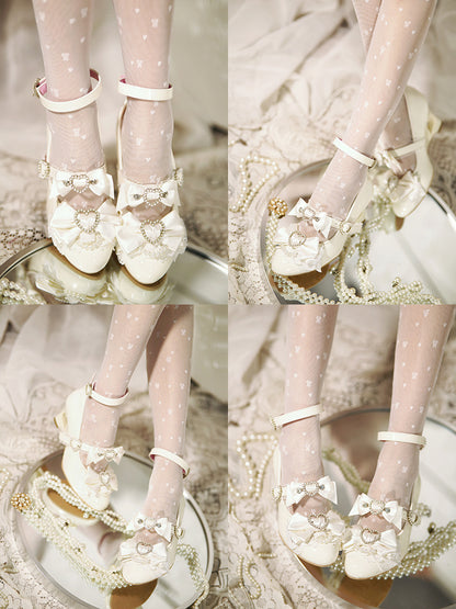 Schuhe Mary Wedge Gyaru Fashion Herz Jirai Heels Weiß Janes Kei Cut-out