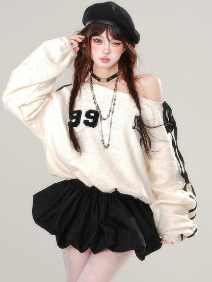 Bubble Design Apricot Asymmetrical Patchwork Skirt Dress Neckline