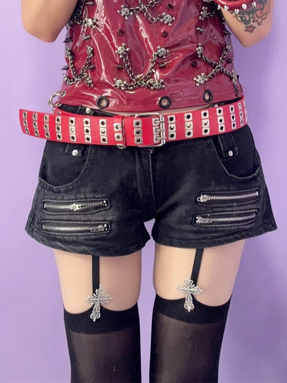 PU Belt Black/Red/White Punk Waist Rock