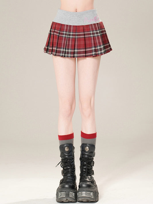 Muster Plaid Bestickt Plissee Rot/Rosa Brief Rock Glamorous