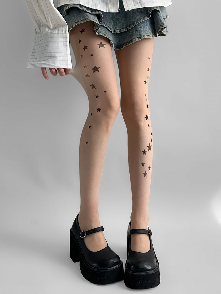 Star Nude Tights Print