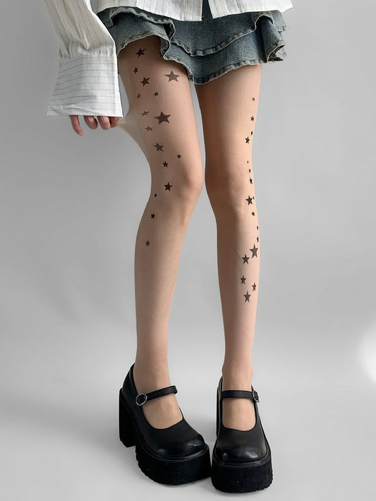Star Nude Tights Print