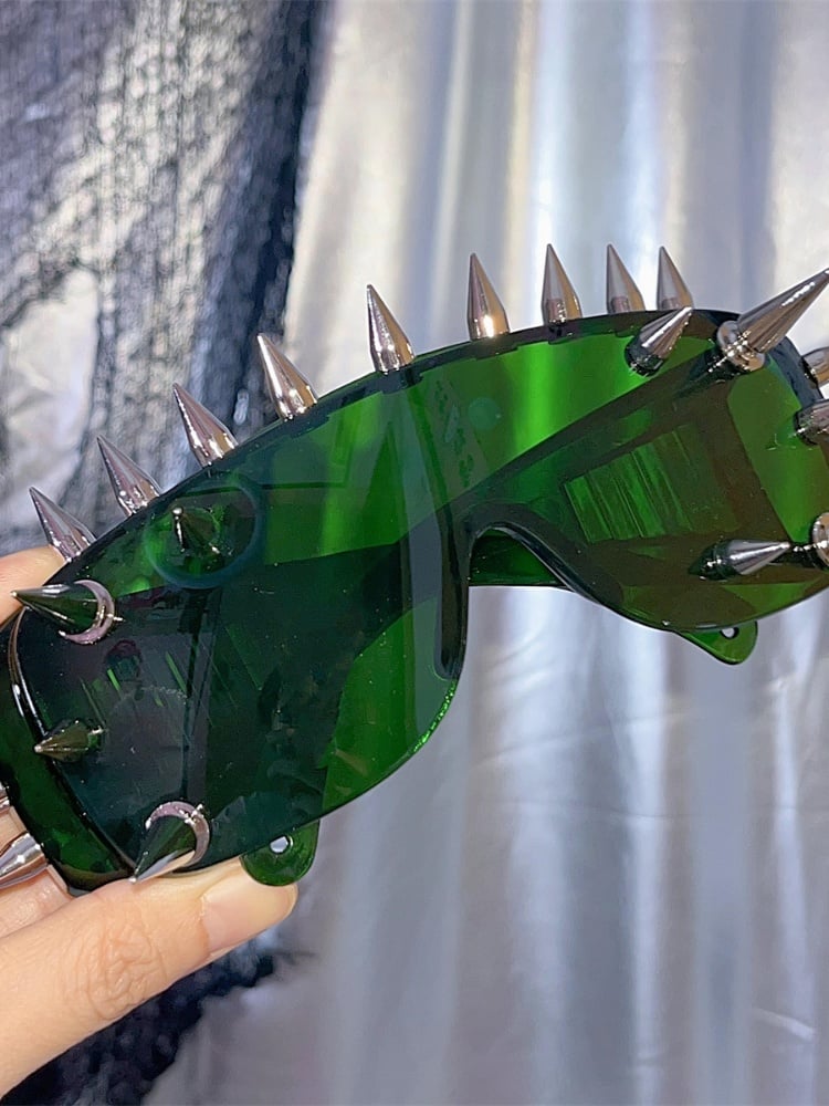 Lunettes de soleil Cyberpunk à clous foncés/blancs/verts/jaunes