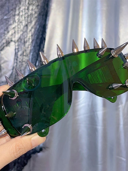 Lunettes de soleil Cyberpunk à clous foncés/blancs/verts/jaunes
