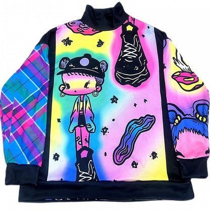 And Sweatshirt Gyaru Sneaker Fashion Colorful Cartoon Print Oversized