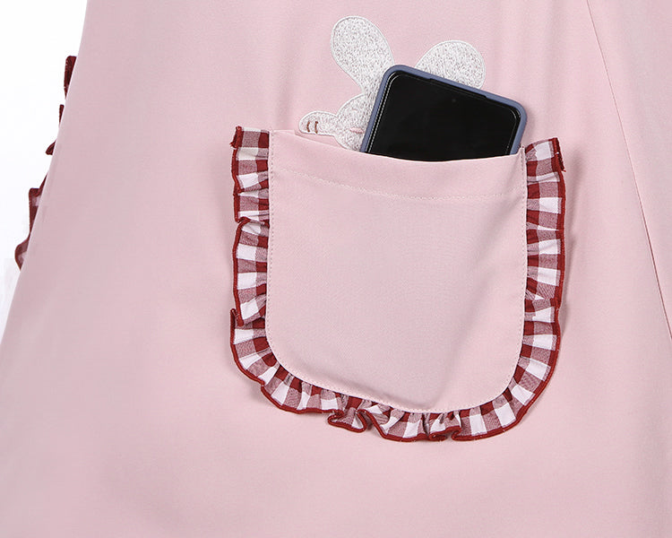 Robe rose clair à col Peter Pan et oreilles de lapin