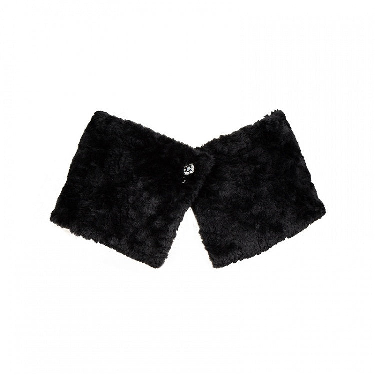 ブラックフェイクファーの心地よいプラッシュショール
