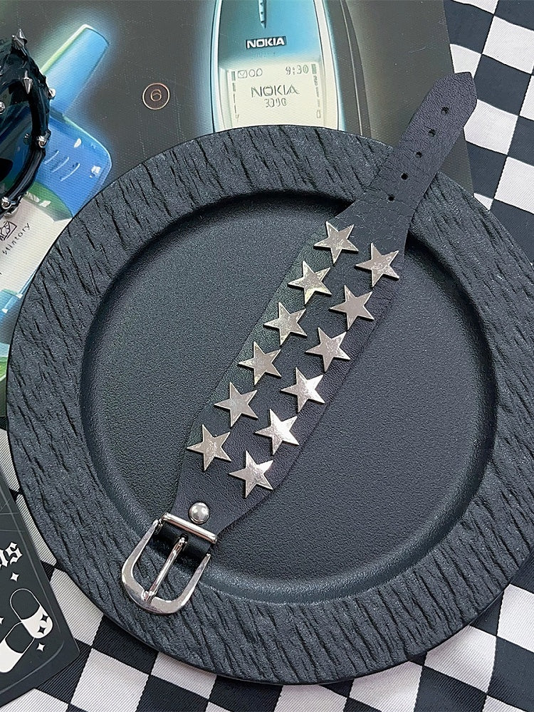 Details Rock Star Black/Red/Pink Bracelet Punk
