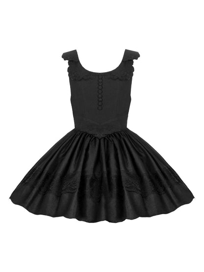 Black Rosette Basque Waist Lolita Jumper Skirt