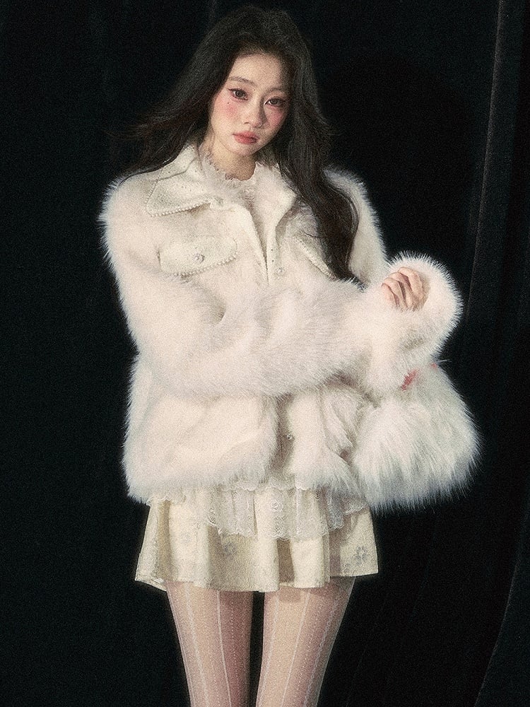 Beige Faux Fur Jacket