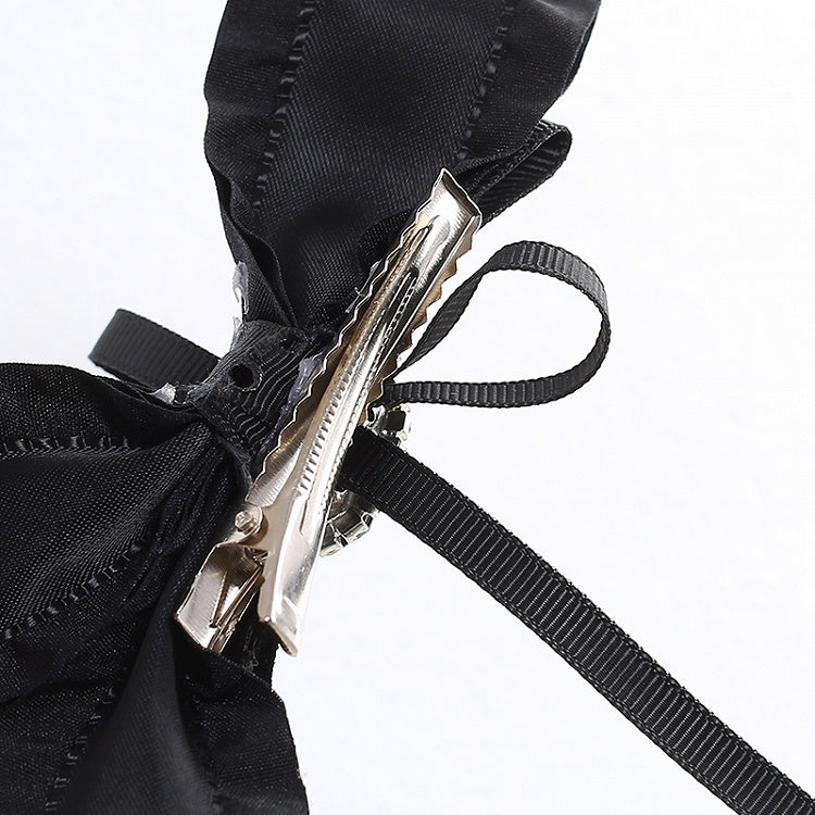 Hairclips Black Jirai Kei Rhinestones Adorned Bowknot