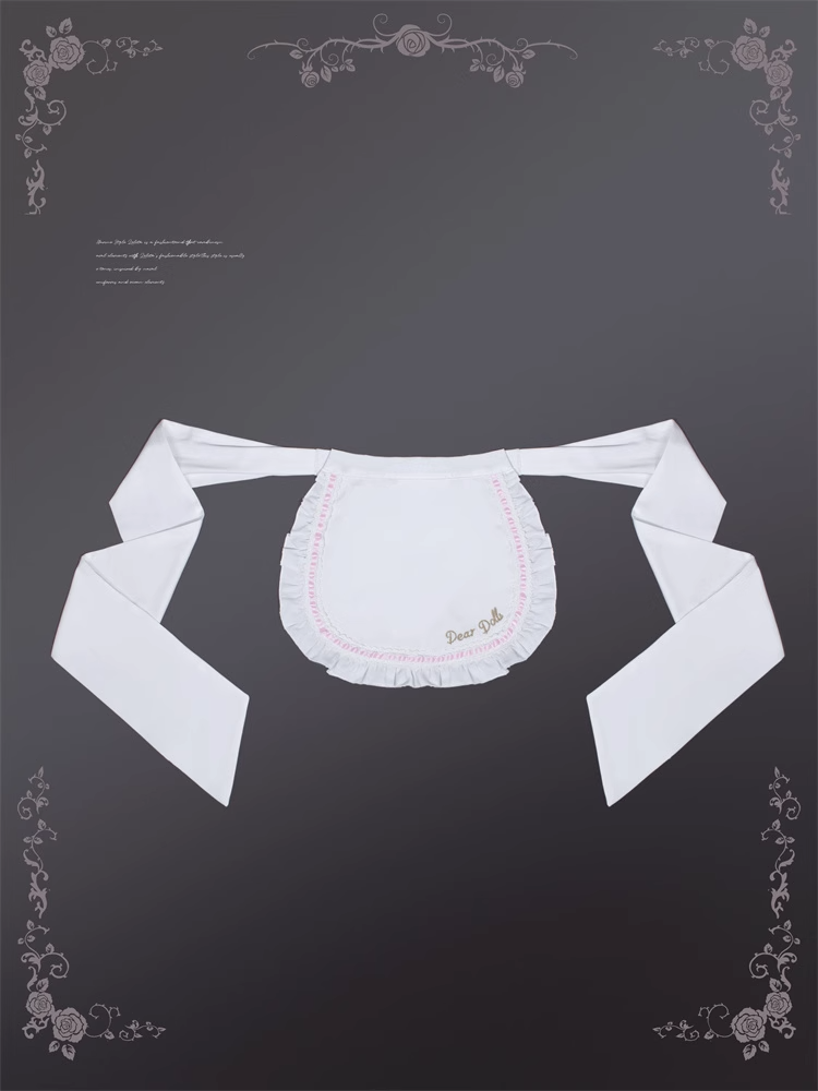 White Self-tie and Lolita Pink Apron