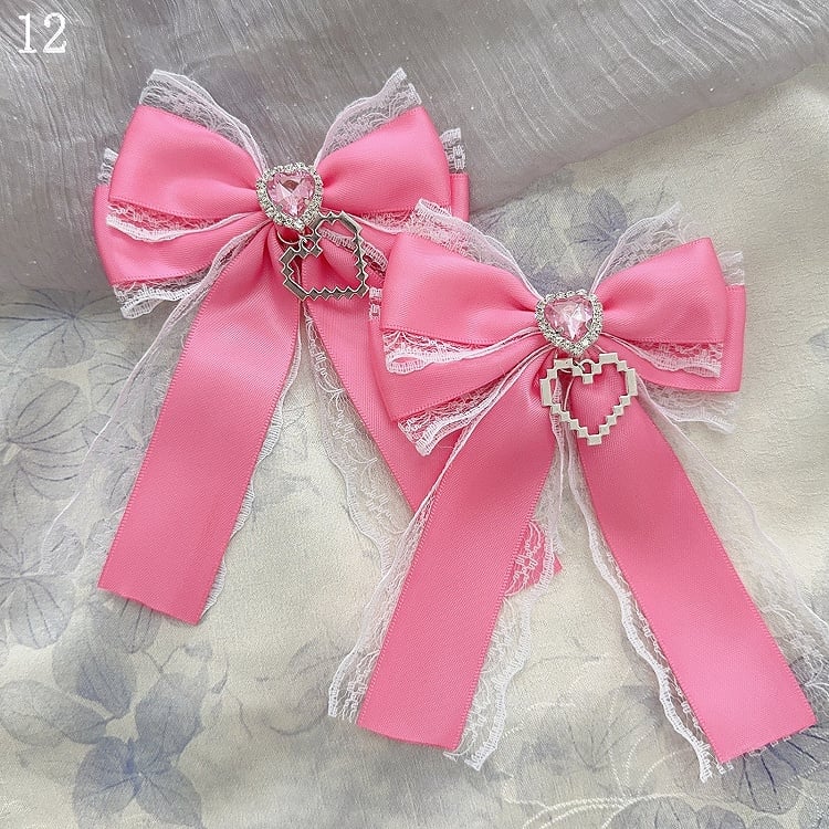 Heart Decorated 15 Hairclips Options Bowknot