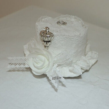 Trim Crown Hat White Decorated Design Lace Bowknot Floral Mini Detail